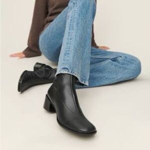 Reformation Louis Stretch Sock Bootie Black Leather 7.5
